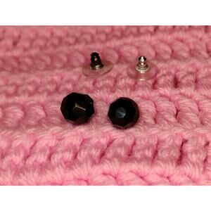 Black Glass Ball Earrings Fashion Jewelry Sphere Stud Whimsygoth Disco Dark Work